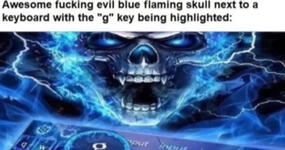 awesome fucking evil blue flaming skull